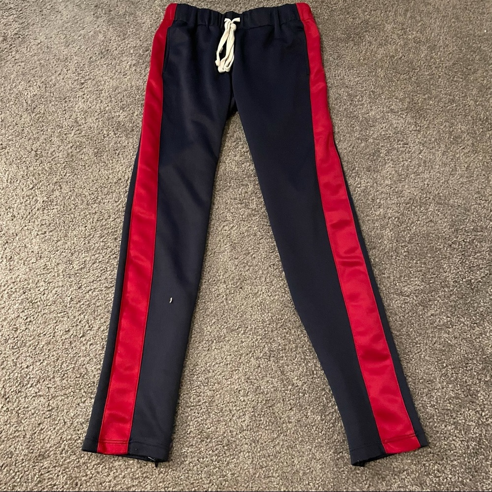 EPTM Navy Track pants with red stripe Small
